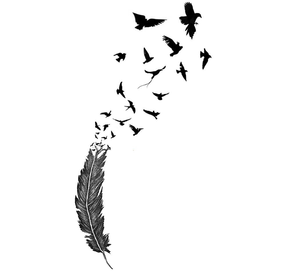Vögel Einer Feder Temporäres Tattoo | 9cm X 5cm 3 Exemplare Hochwertiger Gestanzter Transfer Schneller Versand Vögel Einer Feder Temporäres Tattoo | 9cm X 5cm 3 Exemplare Hochwertiger Gestanzter Transfer Schneller Versand von Inkweartattoos