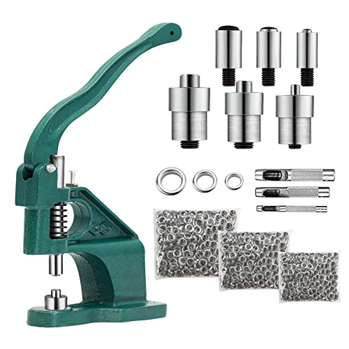 Inncen 1500 Ösen Ösenpresse Ösenstanze Nietenpresse Druckknopfpresse Handpresse Set mit 3 Matrizen 6/10/12 mm und 3 Locher für Ösen Nieten Textilien Leder Vorhänge von Inncen