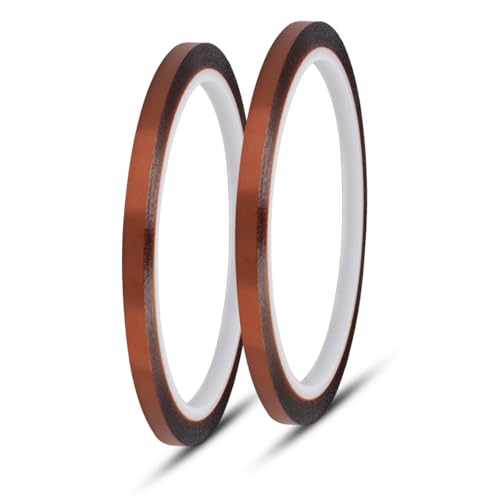 Innfeeltech 2 Rollen hochtemperaturbeständiges Klebeband, 5mm*33M Polyimidfilm-Klebeband zum Abdecken und Löten von Innfeeltech