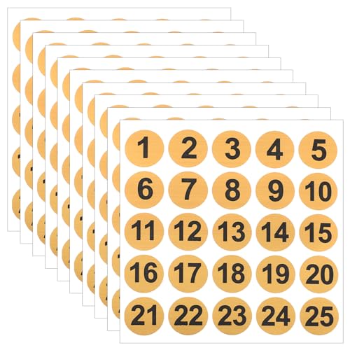10 Blatt Zahlen Aufkleber Gold Wetterfest Zahlen Aufkleber 1 Bis 25 Fortlaufende Nummer Aufkleber Sparkle Tiny Klebezahlen für Geschenke, Scrapbooks, Grußkarten, DIY Kunst & Handwerk 0,8 Zoll 10 Blatt Zahlen Aufkleber Gold Wetterfest Zahlen Aufkleber 1 Bis 25 Fortlaufende Nummer Aufkleber Sparkle Tiny Klebezahlen für Geschenke, Scrapbooks, Grußkarten, DIY Kunst & Handwerk 0,8 Zoll von InnoHHustle
