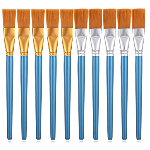 10 Stück Breite Flache Pinsel Nylon Acryl Pinsel Kleine Künstlerpinsel Flache Borstenpinsel Detail Pinsels Flacher Kopf Paint Brush Set für Acryl Ölgemälde Gouache und Tempera Malerei von InnoHHustle