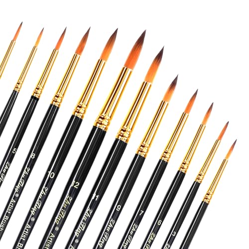 12 Stück Aquarellpinsel, Pinsel teiliges Set Runde Pinsel Spitze KüNstler Pinsel für Acrylmalerei, Professionelle Pinsel-Set für Detail Malerei, Nylon Pinsel Haar für KüNstler Malen Gouache Tinte 12 Stück Aquarellpinsel, Pinsel teiliges Set Runde Pinsel Spitze KüNstler Pinsel für Acrylmalerei, Professionelle Pinsel-Set für Detail Malerei, Nylon Pinsel Haar für KüNstler Malen Gouache Tinte von InnoHHustle