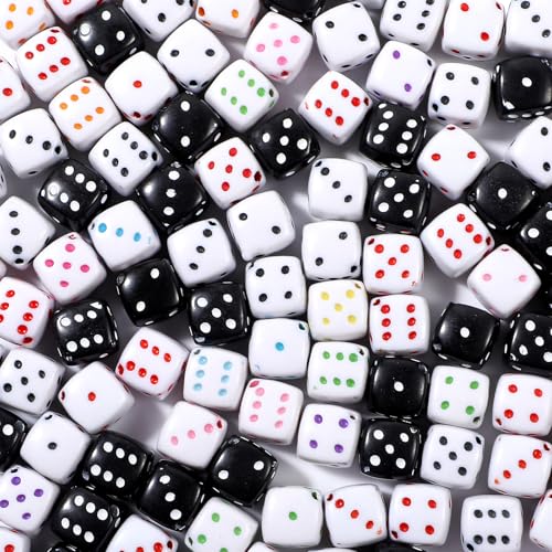 120 Stück Acryl-Würfelperlen, gemischte Farben, lustige Perlen für Armbänder, niedliche Würfel, Abstandshalter, Würfel, lose Perlen, Casino-Party-Spiele, Zubehör für Ohrringe, Armbänder, Halsketten 120 Stück Acryl-Würfelperlen, gemischte Farben, lustige Perlen für Armbänder, niedliche Würfel, Abstandshalter, Würfel, lose Perlen, Casino-Party-Spiele, Zubehör für Ohrringe, Armbänder, Halsketten von InnoHHustle