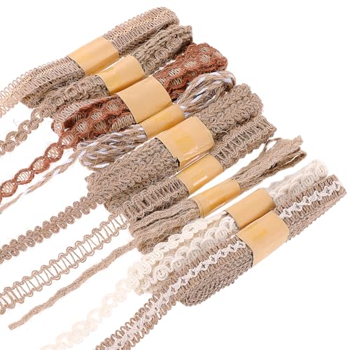 9 Rollen Jute-Bänder Vintage Juteband Natur Stoffband Jute Band Rolle mit Weisse Spitzen für DIY Handwerk Weihnachten Hochzeit Party Basteln Geschenkband 9 Rollen Jute-Bänder Vintage Juteband Natur Stoffband Jute Band Rolle mit Weisse Spitzen für DIY Handwerk Weihnachten Hochzeit Party Basteln Geschenkband von InnoHHustle