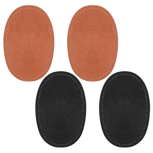 Aufnäher für Ellenbogen, Knie, oval, zum Aufnähen, für Ellenbogen, Knie, Pullover, Hosen, Restaurierung, Zubehör, Nähapplikationen (schwarz und braun), 4 Stück von InnoHHustle