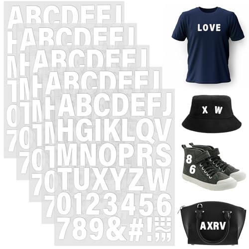 5 Blätter 250 Stück Buchstaben und Zahlen zum Aufbügeln Buchstaben zum Aufbügeln A-Z und 0–9 Vinyl Buchstaben Aufbügeln Weiß Bügel Buchstaben Schriftzug zum Aufbügeln für DIY T-Shirt Kleidung Druck von InnoHHustle