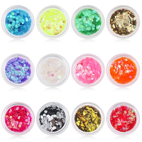 Farben Mini Glitzerpulver Set,Feiner Glitzer in 12 leuchtenden Farben,Bastelglitzer für Party und Kunstunterricht, Chunky Glitzer Pulver Glitzerpuder Zum Basteln für Make-up, Karten, Party, DIY Farben Mini Glitzerpulver Set,Feiner Glitzer in 12 leuchtenden Farben,Bastelglitzer für Party und Kunstunterricht, Chunky Glitzer Pulver Glitzerpuder Zum Basteln für Make-up, Karten, Party, DIY von InnoHHustle