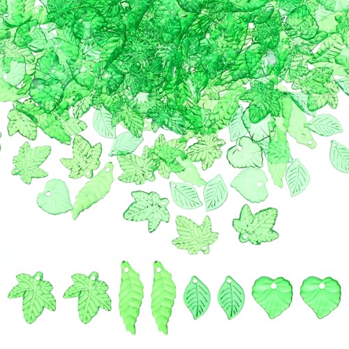 Grüne Acryl-Blattperlen, 320 Stück, transparente Blatt-Charms, Acrylperlen, flippige Pflanzen-Charms, Blätter-Anhänger, niedliche grüne Blätter, Perlenkappen für Schmuckherstellung, DIY Grüne Acryl-Blattperlen, 320 Stück, transparente Blatt-Charms, Acrylperlen, flippige Pflanzen-Charms, Blätter-Anhänger, niedliche grüne Blätter, Perlenkappen für Schmuckherstellung, DIY von InnoHHustle
