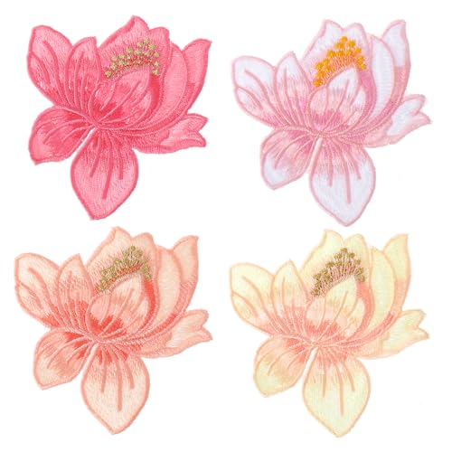 Lotusblumen-Stickerei-Aufnäher, 4 Stück, mehrfarbig, Lotus-Patches, zum Aufbügeln, schöne Blumenaufkleber, zum Aufbügeln, Grafiken, Aufnähen, Applikation, Blumendekorativ für Rucksäcke, Kleidung, Lotusblumen-Stickerei-Aufnäher, 4 Stück, mehrfarbig, Lotus-Patches, zum Aufbügeln, schöne Blumenaufkleber, zum Aufbügeln, Grafiken, Aufnähen, Applikation, Blumendekorativ für Rucksäcke, Kleidung, von InnoHHustle
