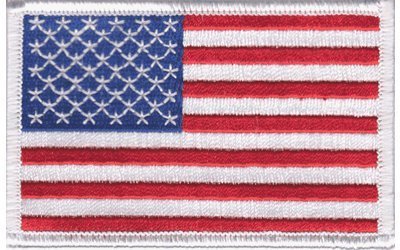 Package of 10 'USA Flag (white border)' iron-on embroidered patches by Innovative Ideas von Innovative Ideas