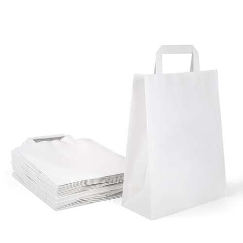 Inoverse 50 stk Papiertüten mit Henkel, Papiertragetaschen, 18+08x22 cm Geschenktüten, Weiß Kraftpapiertüte, Papiertaschen, Groß Einkaufstüten Inoverse 50 stk Papiertüten mit Henkel, Papiertragetaschen, 18+08x22 cm Geschenktüten, Weiß Kraftpapiertüte, Papiertaschen, Groß Einkaufstüten von Inoverse