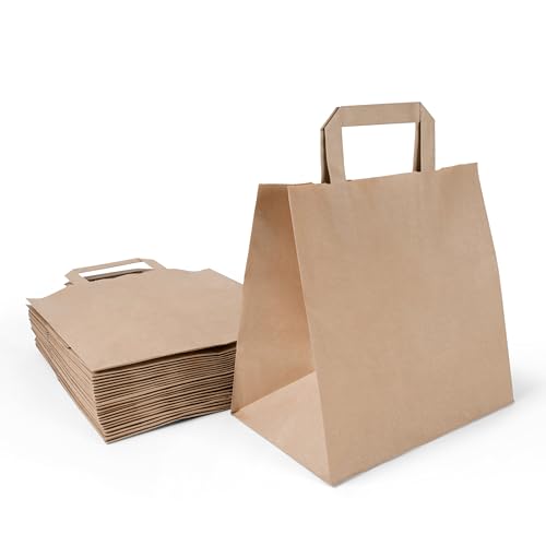 Inoverse 50 stk Papiertüten mit Henkel, Papiertragetaschen, 22+10x28 cm Geschenktüten, Braun Kraftpapiertüte, Papiertaschen, Groß Einkaufstüten Inoverse 50 stk Papiertüten mit Henkel, Papiertragetaschen, 22+10x28 cm Geschenktüten, Braun Kraftpapiertüte, Papiertaschen, Groß Einkaufstüten von Inoverse