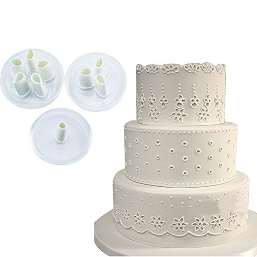 INOVEY 3Pcs Lace Hole Plastic Fondant Cuttter Cake Cookie Buscuit Mold Baking Decorating Tools Sugarcraft von Inovey