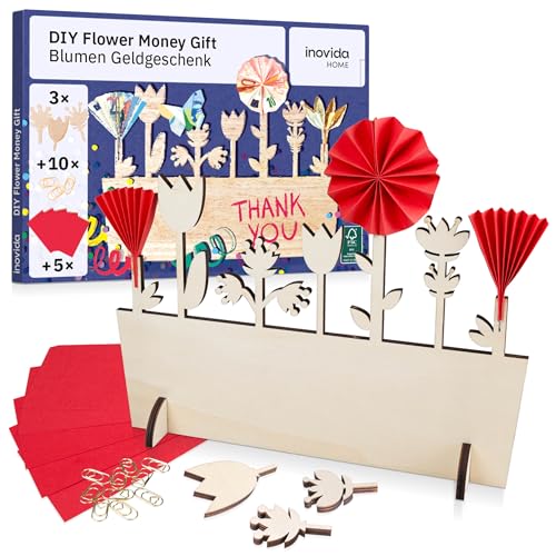 Geldgeschenk Verpacken : Blumenkasten aus Holz als Geldgeschenke Verpackung und Geldbaum – Geburtstagskarte Geldgeschenke zum Geburtstag – Geldgeschenk für Hochzeit und Weihnachten – Inovida von Inovida