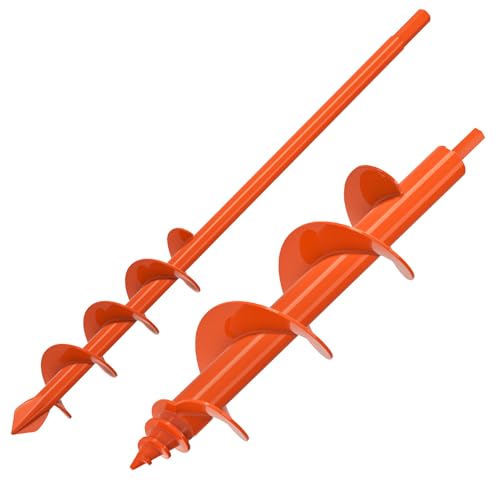 Insaga Schlangenbohrer zum Bepflanzen, 4,1 x 40,6 cm und 7,6 x 30,5 cm Pfostenlochbagger, Spiralbohrer für Zaunpfosten, Zwiebeln, Pflanzen, passend für 3/8-Zoll-Sechskantantriebsbohrer, 2 Stück von Insaga