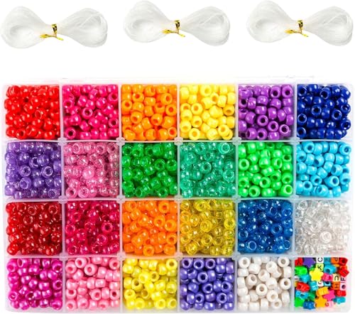 INSCRAFT 3300 Stück Pony Perlen Set, Perlen zum Auffädeln Set 9mm Perlen in 23 Farben, inklusive Buchstabenperlen, Sternperlen und elastischer Schnur, zur Herstellung von Perlenarmbändern INSCRAFT 3300 Stück Pony Perlen Set, Perlen zum Auffädeln Set 9mm Perlen in 23 Farben, inklusive Buchstabenperlen, Sternperlen und elastischer Schnur, zur Herstellung von Perlenarmbändern von Inscraft