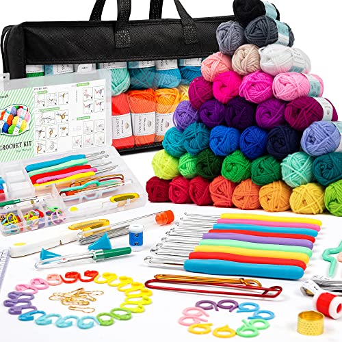 Inscraft Häkelwolle Set, 113 Stück Häkelgarn Set mit 1600yd Strickgarn in 40 Farben, ergonomische Häkelnadeln, Stricknadeln und mehr, Häkelset für Anfänger, Acrylwolle zum Häkeln & Stricken Inscraft Häkelwolle Set, 113 Stück Häkelgarn Set mit 1600yd Strickgarn in 40 Farben, ergonomische Häkelnadeln, Stricknadeln und mehr, Häkelset für Anfänger, Acrylwolle zum Häkeln & Stricken von Inscraft