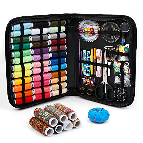 Nähset, Inscraft 226 teiliges hochwertiges Nähset, mit 43 XL Baumwollspulen, Lederkoffer, Schere, Nadeln, Zubehör, für Reisende, Kinder und Anfänger zu Handarbeiten, Haushalten und Reparatur geeignet von Inscraft