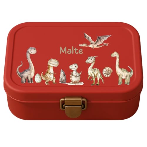 Dinosaurier Sticker Set für Kinder – personalisierbar mit Name – wasserfest & spülmaschinenfest – für Brotdosen, Trinkflaschen & Helme – Vinyl-Aufkleber Set (Din A5) von InselKids