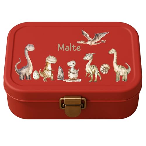 Dinosaurier Sticker Set für Kinder – personalisierbar mit Name – wasserfest & spülmaschinenfest – für Brotdosen, Trinkflaschen & Helme – Vinyl-Aufkleber Set von InselKids
