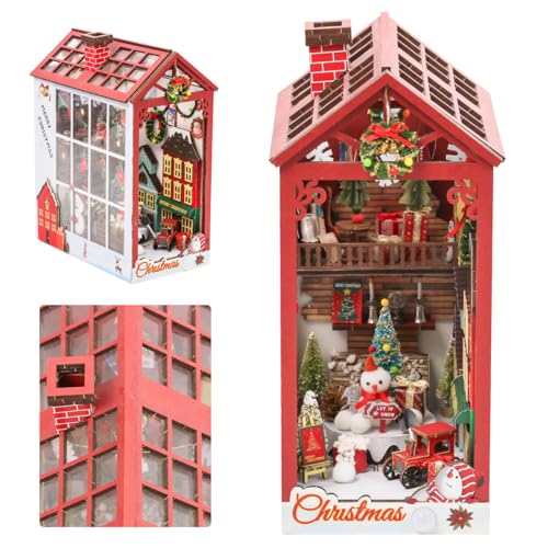INSGEN Book Nook Kit DIY Miniatur Haus Kit, Tiny House Kit für Erwachsene zum Bauen, Mini Haus 3D Holzpuzzle Handwerk Buchecke Dekor Diorama Kits Geschenke für Erwachsene Teens mit Musik Beleuchtung von Insgen