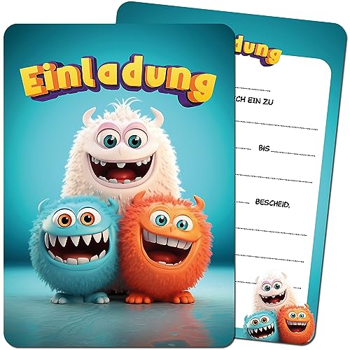 Einladungskarten Kindergeburtstag Party Monster - 12 Geburtstagseinladungen Jungen, Halloween, Fasching, Übernachtungsparty, DIN A6, Made In Germany Einladungskarten Kindergeburtstag Party Monster - 12 Geburtstagseinladungen Jungen, Halloween, Fasching, Übernachtungsparty, DIN A6, Made In Germany von Inspiracles