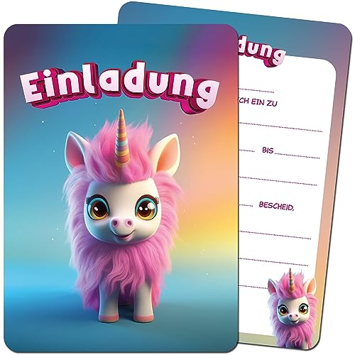 Inspiracles Einhorn Einladungskarten Kindergeburtstag Regenbogen Einladungen - 12 Karten Geburtstag Mädchen Party, DIN A6, Made in Germany von Inspiracles