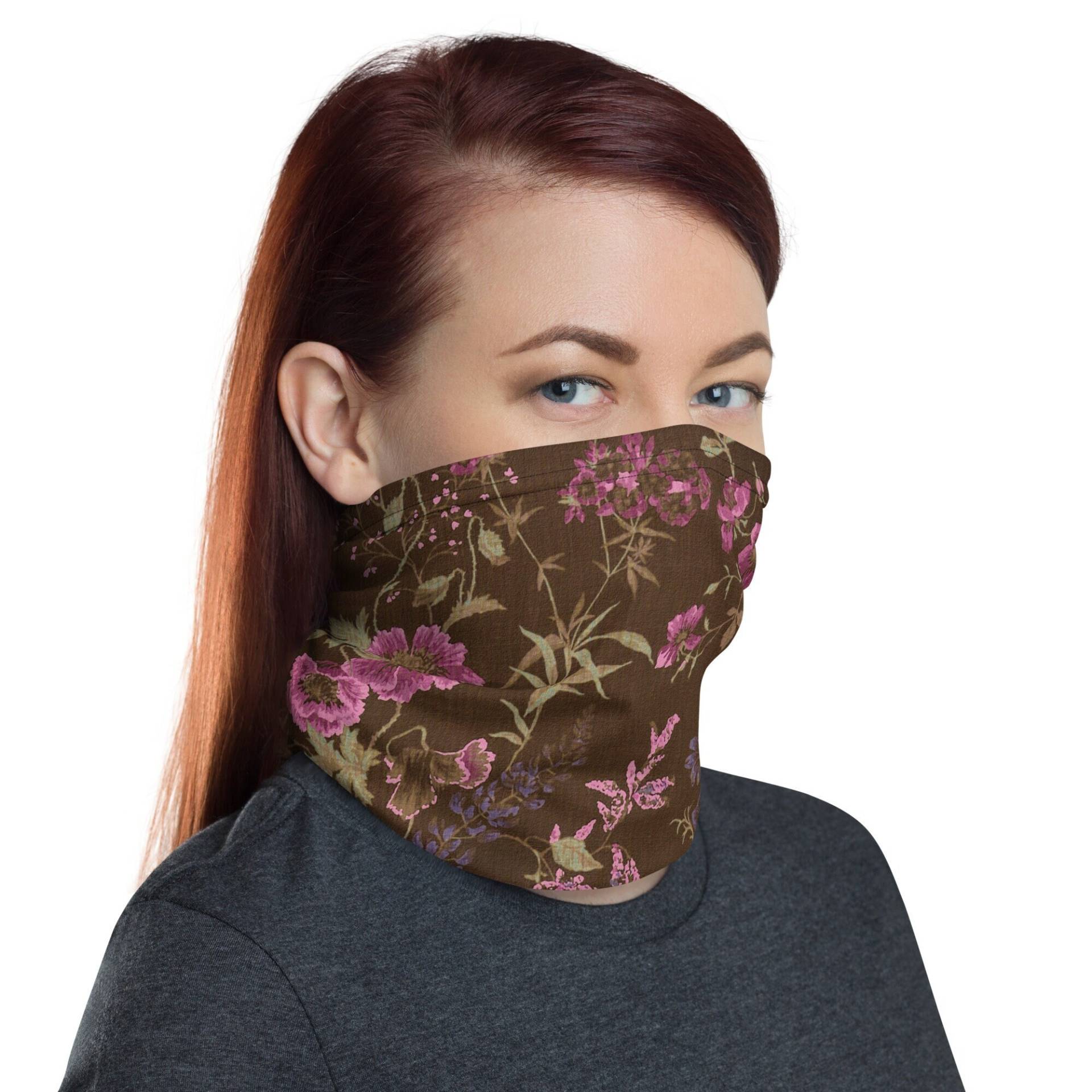 Braun & Rosa Floral Waschbar Gesichtsmaske Hals Gaiter von InspiredRebellion