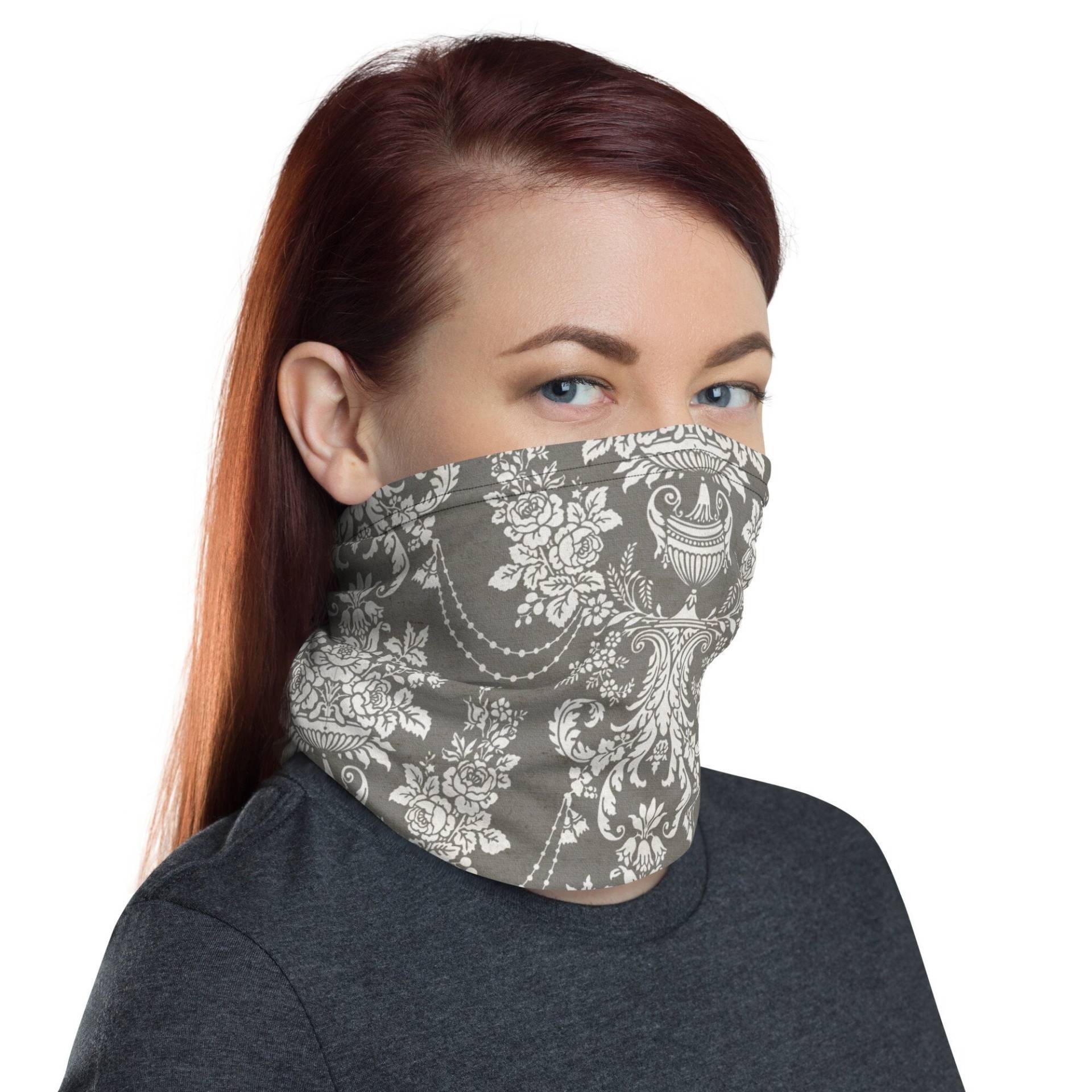 Damast Grau & Weiß Waschbar Gesichtsmaske Hals Gaiter von InspiredRebellion