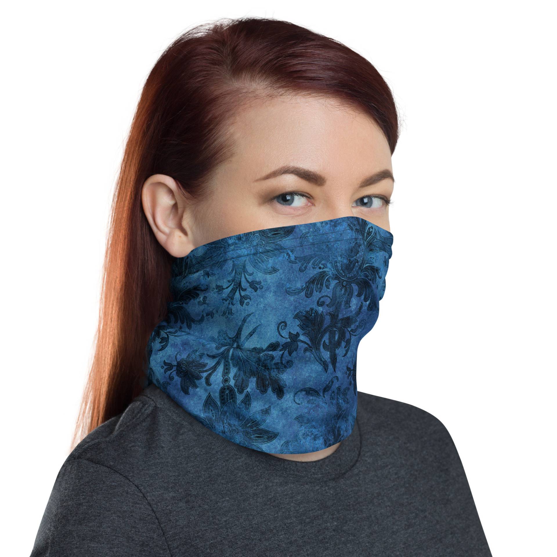 Floral Blau Waschbar Gesichtsmaske Hals Gaiter von InspiredRebellion