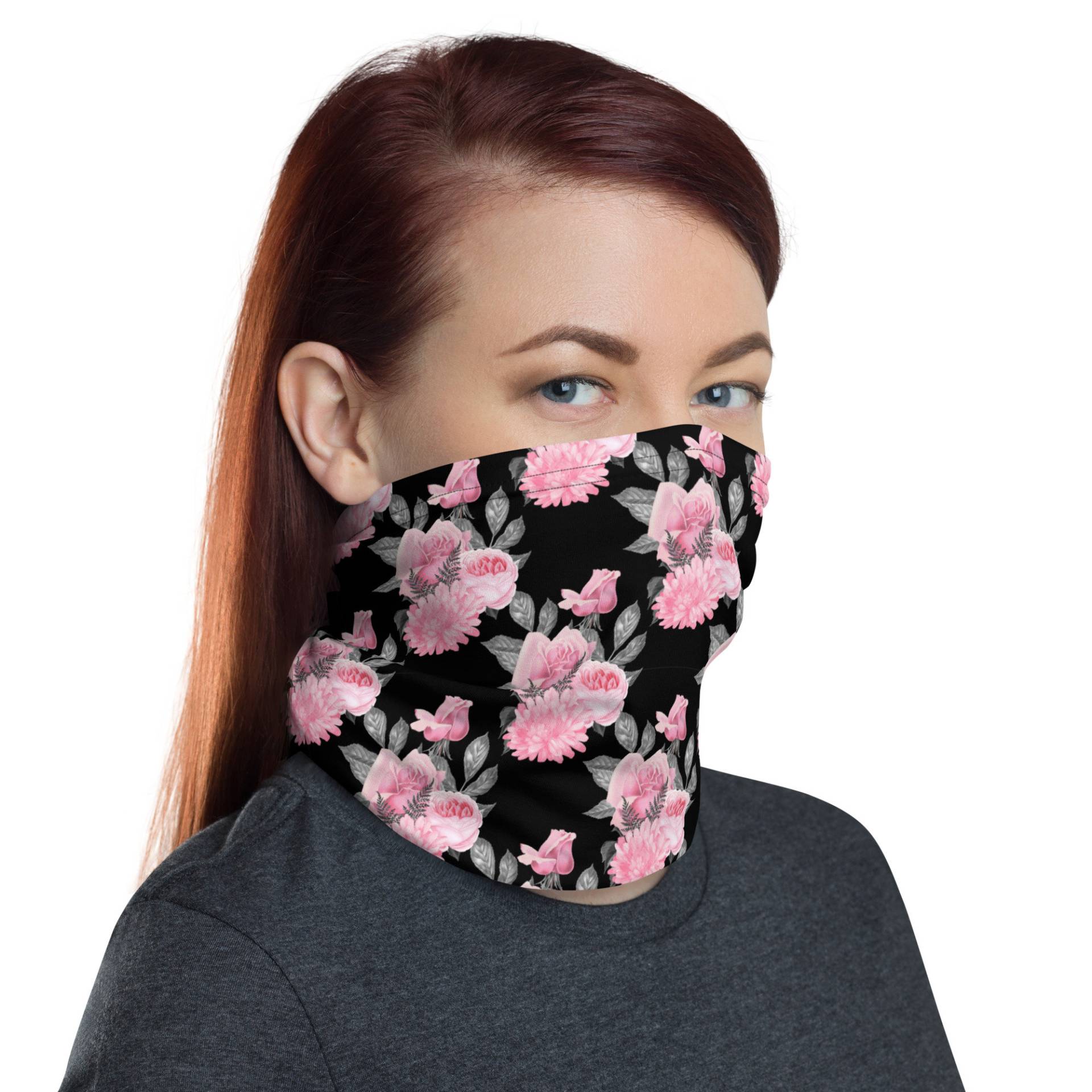 Floral Schwarz & Rosa Waschbare Gesichtsmaske Hals Gaiter von InspiredRebellion