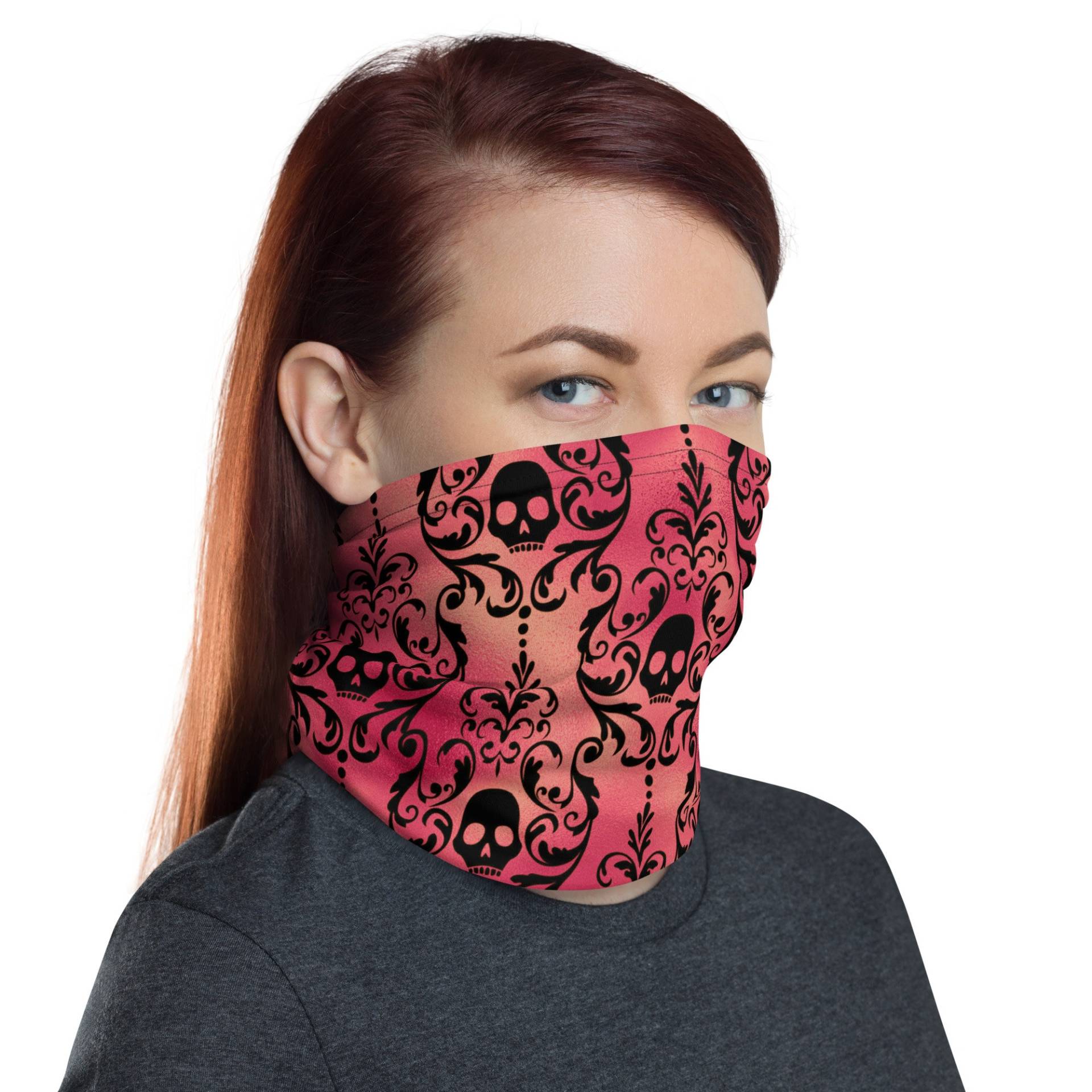 Gothic Skulls Pink & Schwarz Waschbare Gesichtsmaske Hals Gaiter von InspiredRebellion