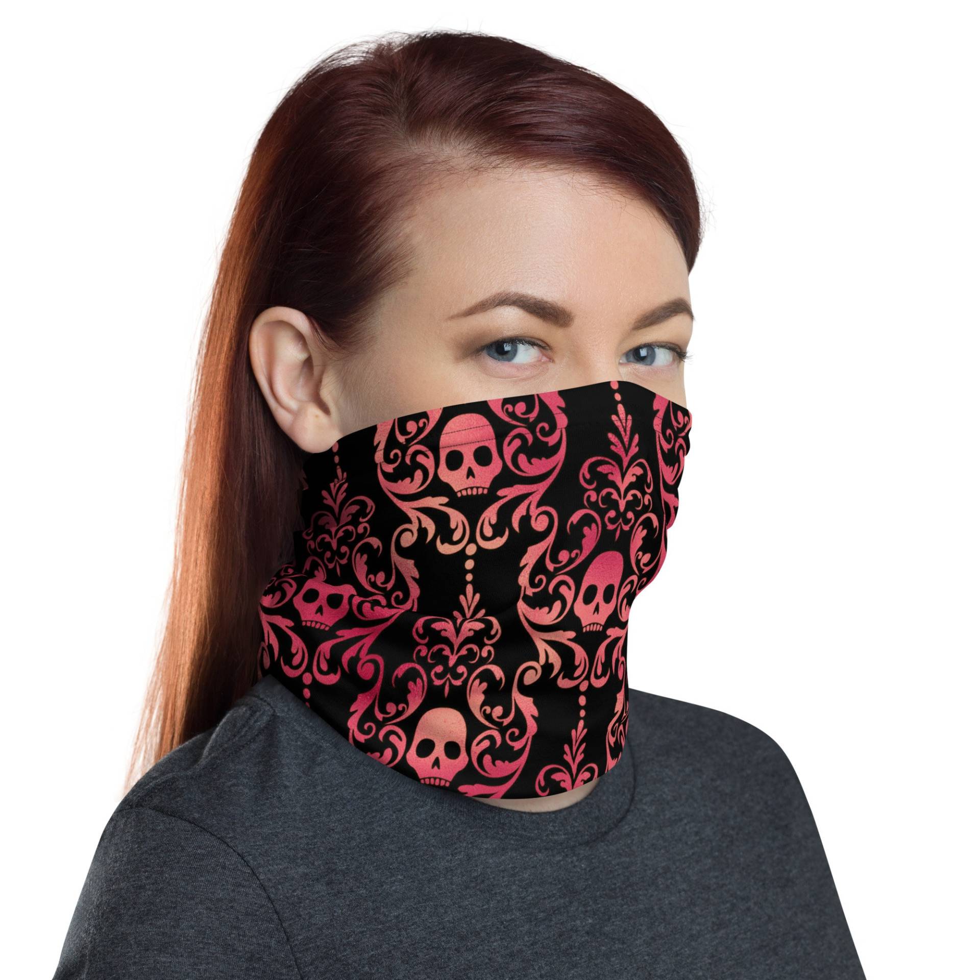 Gothic Skulls Schwarz & Pink Waschbar Gesichtsmaske Hals Gaiter von InspiredRebellion