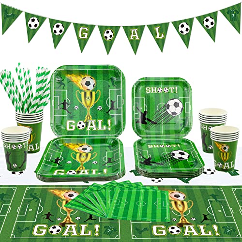 107 Packung Fußball-Party liefert Sport-Thema Geburtstag Dekorationen Fußball-Party-Platten-Set Fußball-Thema Geschirr-Set für Jungen Sport-Thema Geburtstag Dekorationen dient 20 Gäste von Inspireyee