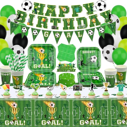 177 Pack Fußball Party Zubehör Sport-Thema Geburtstag Dekorationen Fußball-Party-Teller-Set Fußball-Thema Geschirr-Set für Jungen Sport-Thema Geburtstag Dekorationen dient 20 Gäste 177 Pack Fußball Party Zubehör Sport-Thema Geburtstag Dekorationen Fußball-Party-Teller-Set Fußball-Thema Geschirr-Set für Jungen Sport-Thema Geburtstag Dekorationen dient 20 Gäste von Inspireyee