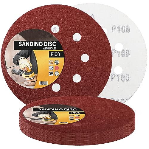 25x Schleifpapier 150mm Klett Körnung P100 Schleifscheiben für Exzenterschleifer Schleifblätter mit Löchern Schmirgelpapier Schleifpads Klettverschluss Kreisschleifscheiben Holz Metall Entrosten Farbe von Instalguru