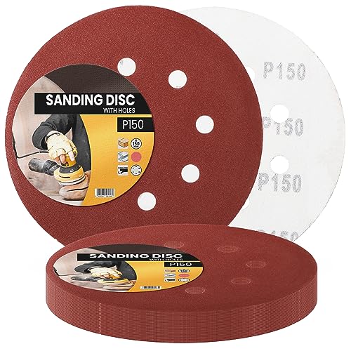 25x Schleifpapier 150mm Klett Körnung P150 Schleifscheiben für Exzenterschleifer Schleifblätter mit Löchern Schmirgelpapier Schleifpads Klettverschluss Kreisschleifscheiben Holz Metall Entrosten Farbe von Instalguru