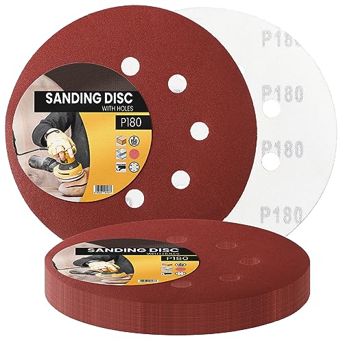 25x Schleifpapier 150mm Klett Körnung P180 Schleifscheiben für Exzenterschleifer Schleifblätter mit Löchern Schmirgelpapier Schleifpads Klettverschluss Kreisschleifscheiben Holz Metall Entrosten Farbe von Instalguru