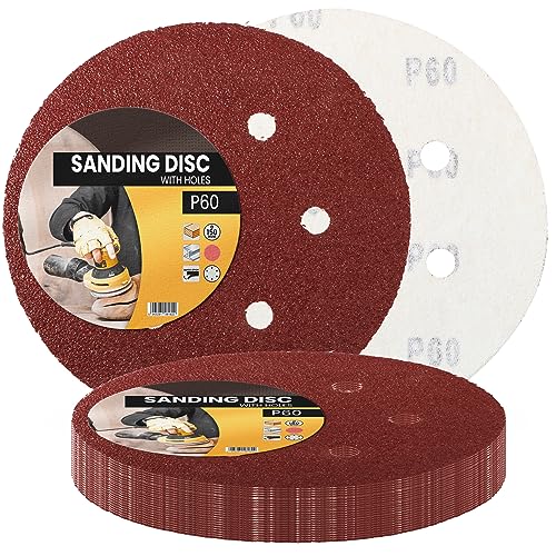 25x Schleifpapier 150mm Klett Körnung P60 Schleifscheibe für Exzenterschleifer Schleifblätter mit Löchern Schmirgelpapier Schleifpads Klettverschluss Kreisschleifscheibe Holz Metall Entrosten Farbe von Instalguru