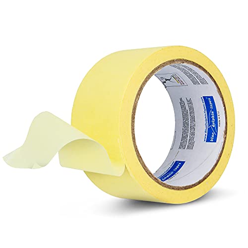 Blue Dolphin™ Profi Kreppband Malerband 48mm x 32m Gelb Abklebeband Maler Malerkrepp | Abdeckband Klebeband Papierklebeband Für Abdeck- & Malerarbeiten | Universell Einsetzbar | Rückstandfrei ablösbar von Instalguru