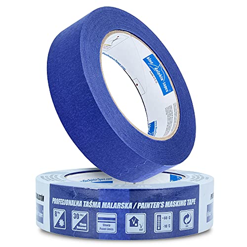 Blue Dolphin™ Profi Malerband 30 mm x 50 m Blau Kreppband Malerkrepp | Abdeckband Maler Klebeband Leicht Ablösbar Innen & Außen Malerabdeckband UV-Beständig Rückstandslos Entfernbar Ohne Lösungsmittel von Instalguru