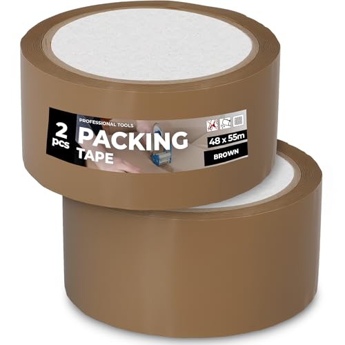 Instalguru 2x Klebeband Packband 48 mm 55 m Braun Paketband Verpackungsband Verpackungsklebeband Stark Acrylkleber Verschließen von Paketen Kartons Universelles von Instalguru