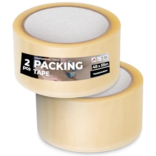 Instalguru 2x Klebeband Packband 48 mm 55 m Transparent Paketband Verpackungsband Verpackungsklebeband Stark Acrylkleber Verschließen von Paketen Kartons Universelles von Instalguru