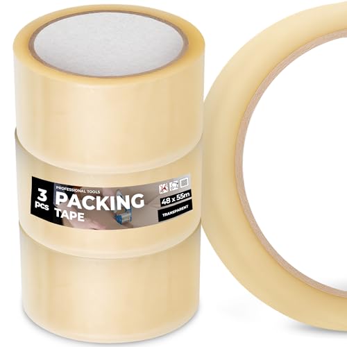 Instalguru 3x Klebeband Packband 48 mm 55 m Transparent Paketband Verpackungsband Verpackungsklebeband Stark Acrylkleber Verschließen von Paketen Kartons Universelles von Instalguru