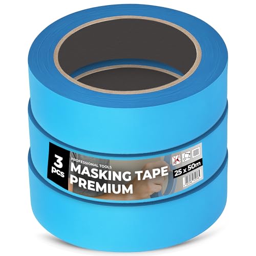 Instalguru 3x Malerkrepp Malerband Klebeband 25 mm 50 m Abdeckband Lackierer Abklebeband Außen Kreppband Malerabdeckband Malerklebeband Universal Handwerkerband Malerarbeiten von Instalguru