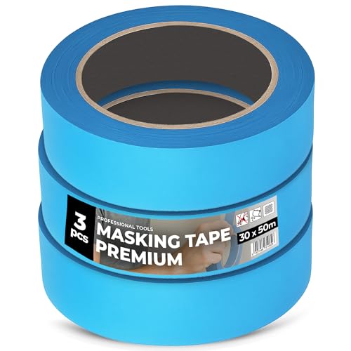 Instalguru 3x Malerkrepp Malerband Klebeband 30 mm 50 m Abdeckband Lackierer Abklebeband Außen Kreppband Malerabdeckband Malerklebeband Universal Handwerkerband Malerarbeiten von Instalguru
