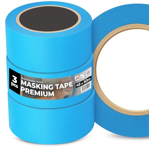 Instalguru 3x Malerkrepp Malerband Klebeband 48 mm 50 m Abdeckband Lackierer Abklebeband Außen Kreppband Malerabdeckband Malerklebeband Universal Handwerkerband Malerarbeiten von Instalguru
