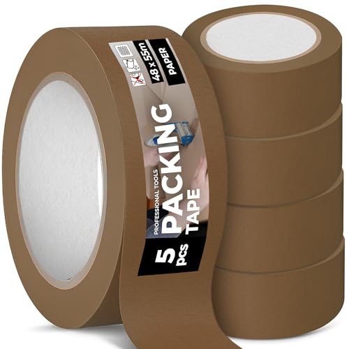Instalguru 5x Packband Klebeband Paketband 40 mm Braun Verpackungsband Papierklebeband Recycelbar Naturkautschukkleber Umweltgerechtes Recyclingfreundlich Instalguru 5x Packband Klebeband Paketband 40 mm Braun Verpackungsband Papierklebeband Recycelbar Naturkautschukkleber Umweltgerechtes Recyclingfreundlich von Instalguru