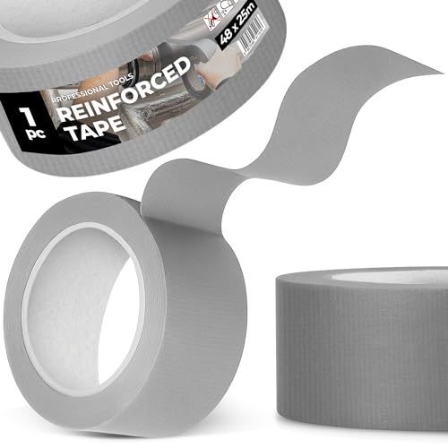 Instalguru Gewebeband Reparaturband 48 mm 25 m Grau Verstärkt Gewebeklebeband Klebeband Panzertape Schutzband Duct Tape Wasserfest UV-beständig Extra Stark Bau Installation von Instalguru