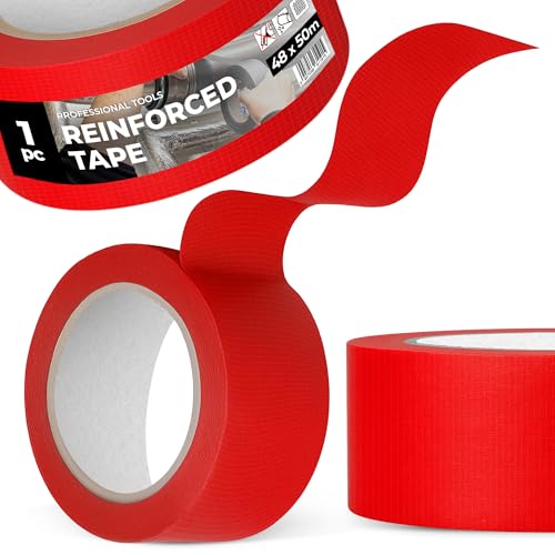 Instalguru Gewebeband Reparaturband 48 mm 50 m Rot Verstärkt Gewebeklebeband Klebeband Panzertape Schutzband Duct Tape Wasserfest UV-beständig Extra Stark Bau Installation von Instalguru
